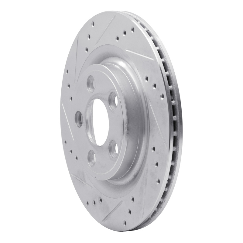 Jaguar S-Type Brake Rotor (1) - Rear Left - R1 Concepts - Drilled & Slotted - Silver - `06-`08